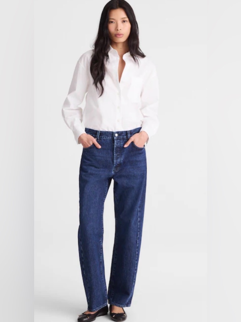Madewell Pieced Barrel Leg Jeans Mckinney Wash Rigid - Read